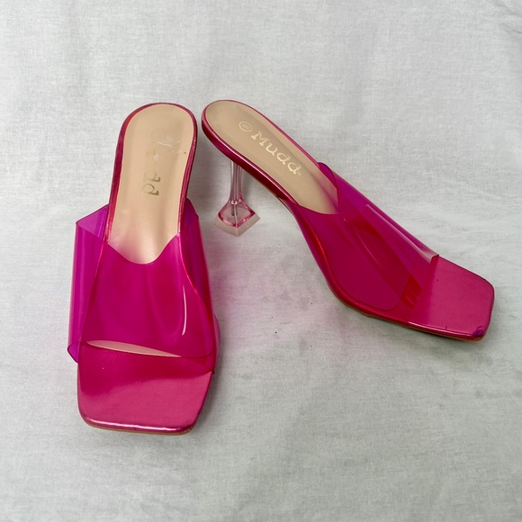 Y2K Square Toe Jelly Heels - Picture 1 of 3